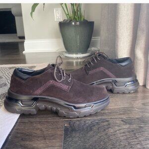 Giorgio Armani Brown Suede Platform Lace-up Shoes